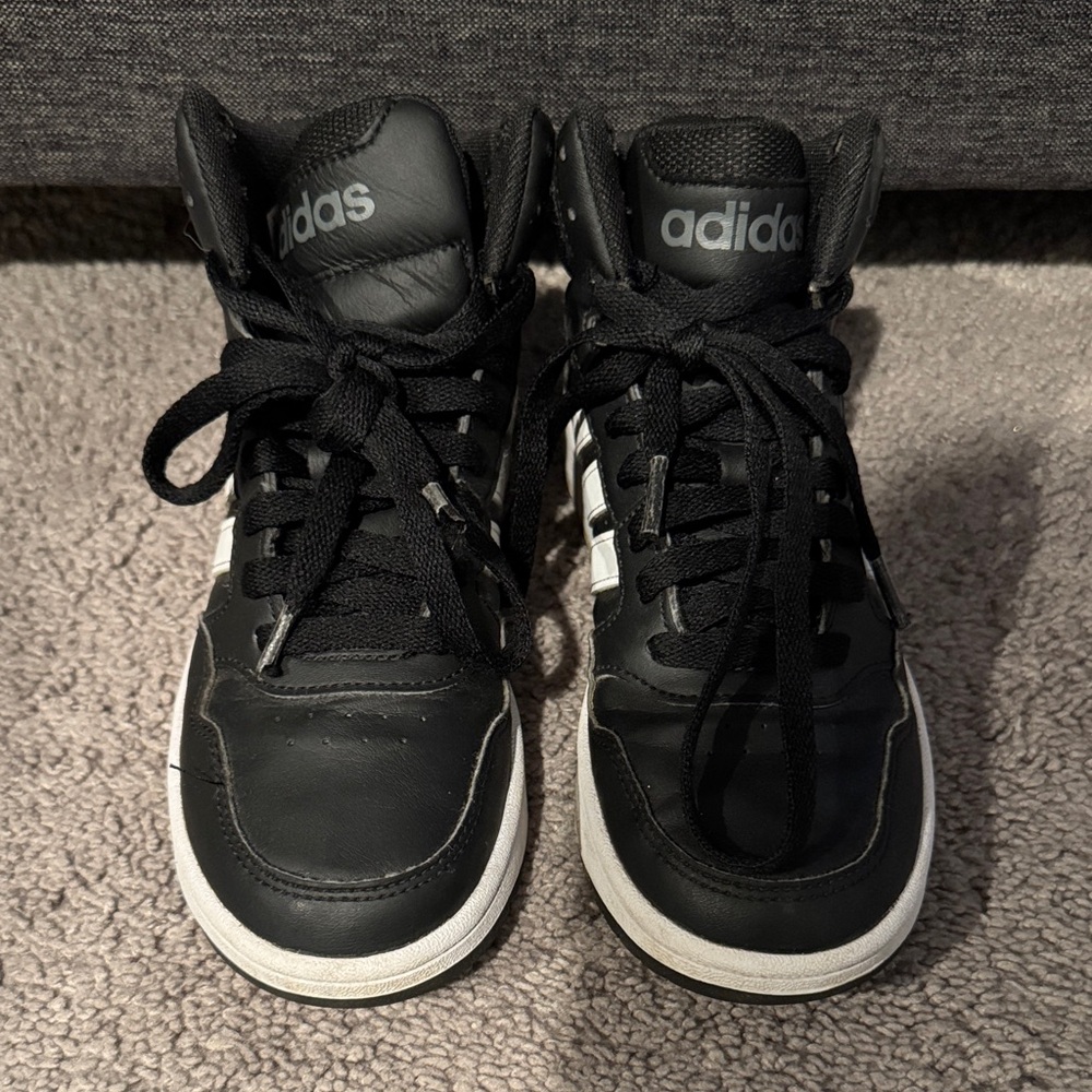 Adidas Hoops 3.0 mid Kids Black and White High-Top Sneakers